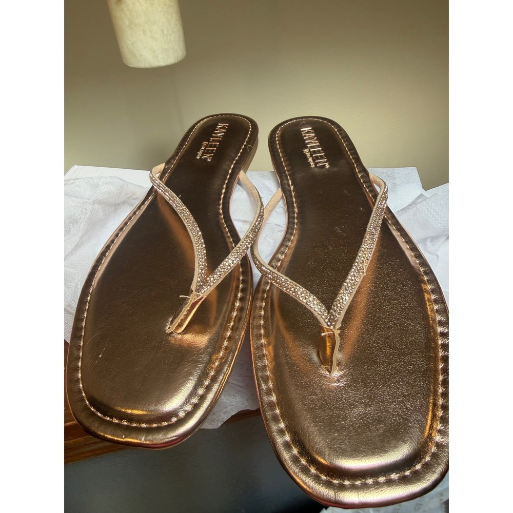 Size 8 rose gold flip flops